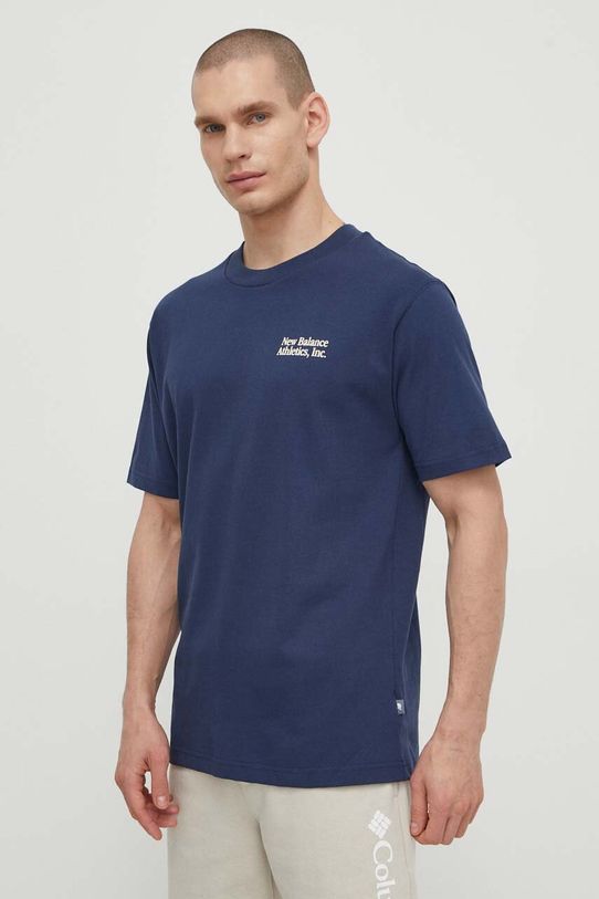 Odzież New Balance t-shirt bawełniany MT41588NNY MT41588NNY granatowy