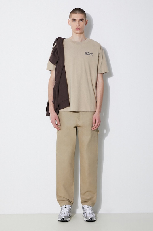 Βαμβακερό μπλουζάκι New Balance MT41588SOT μπεζ SS24