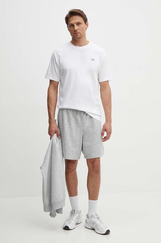 New Balance tricou din bumbac Small Logo MT41509WT alb SS25
