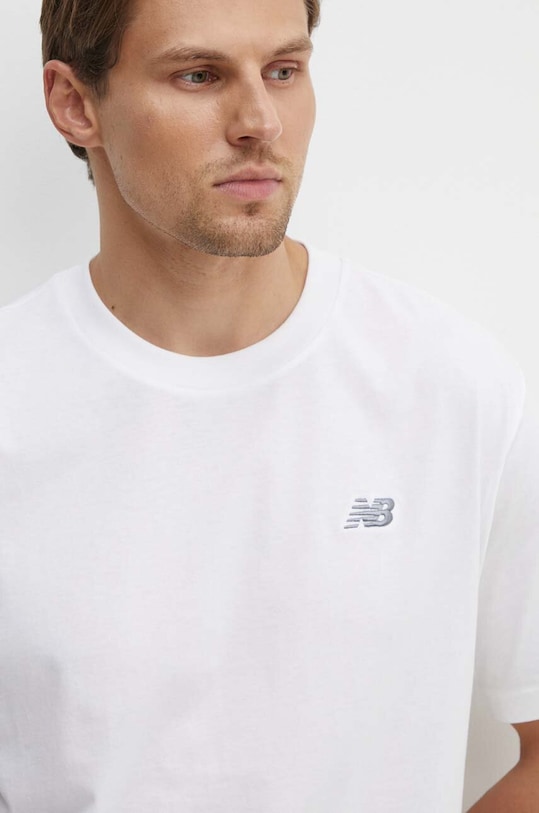 New Balance tricou din bumbac Small Logo alb MT41509WT