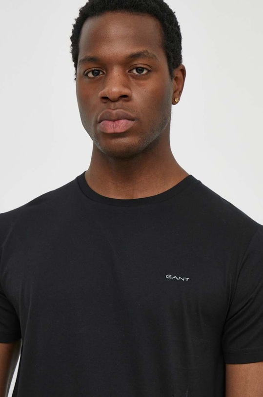 Βαμβακερό μπλουζάκι Gant μαύρο 2013035