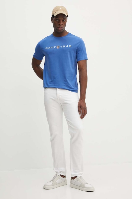 Bavlněné tričko Gant 2003242 modrá AW24