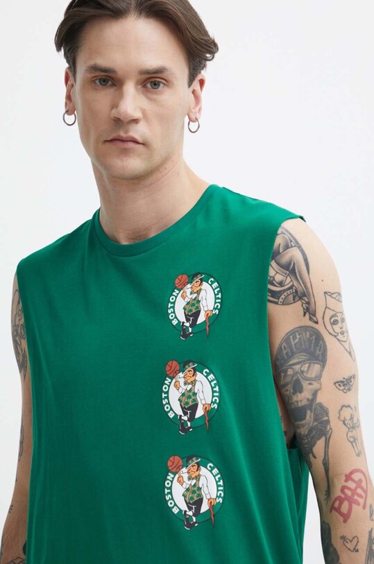 New Era t-shirt bawełniany nadruk zielony 60435474