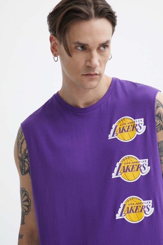 Bavlněné tričko New Era potisk fialová 60435473