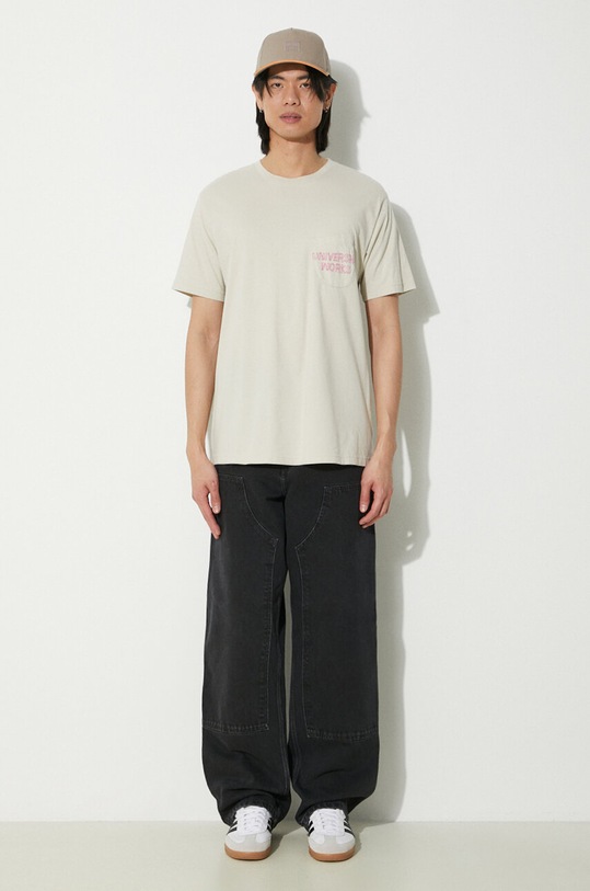 Universal Works tricou din bumbac Print Pocket Tee 30611.DRIFTWOOD bej SS24