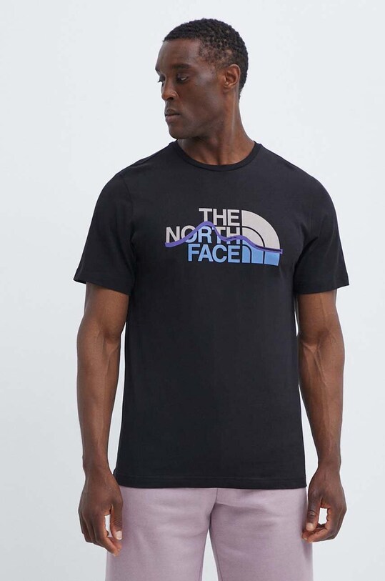 Bavlněné tričko The North Face potisk černá NF0A87NTJK31
