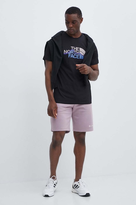 Bavlnené tričko The North Face NF0A87NTJK31 čierna SS24