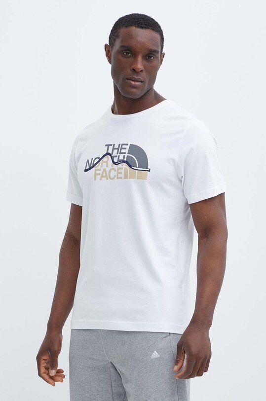 Βαμβακερό μπλουζάκι The North Face λευκό NF0A87NTFN41