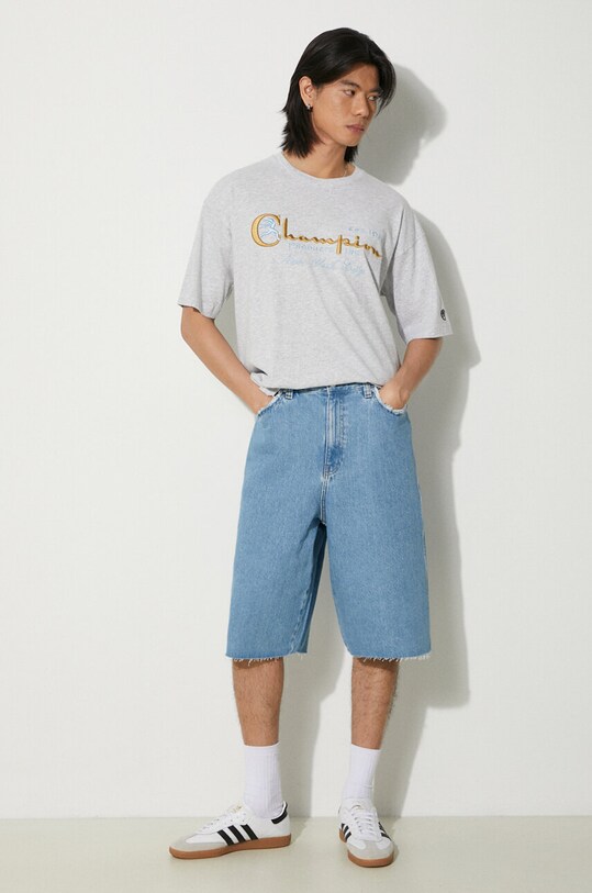 Памучна тениска Champion 219998 сив SS24