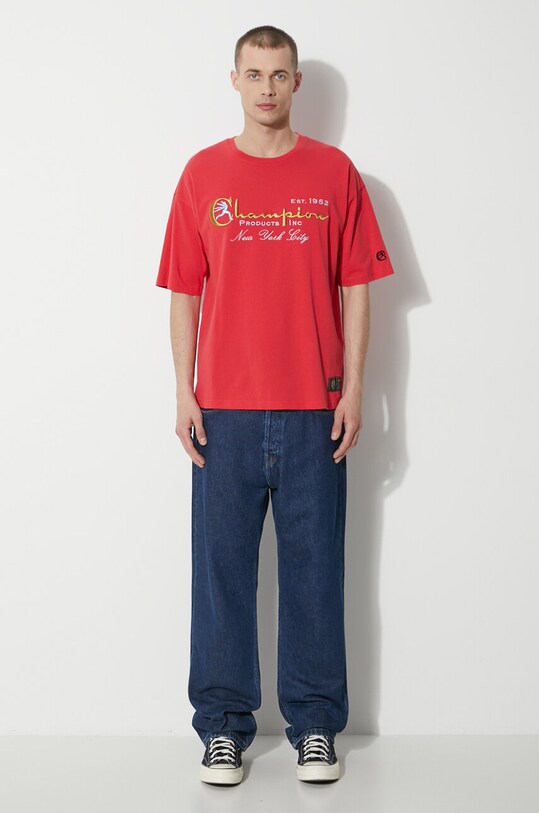 Champion tricou din bumbac 219998 rosu SS24