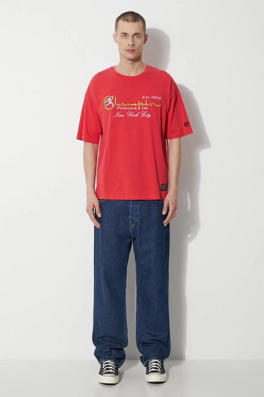 Champion t-shirt in cotone 219998 rosso SS24