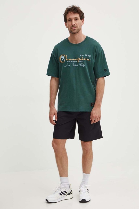 Champion t-shirt bawełniany 219998 zielony SS24