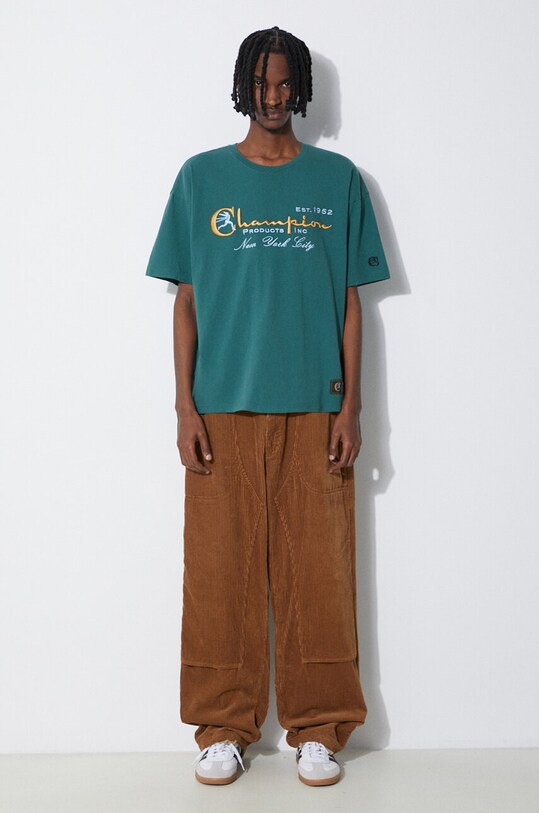 Champion tricou din bumbac 219998 verde SS24