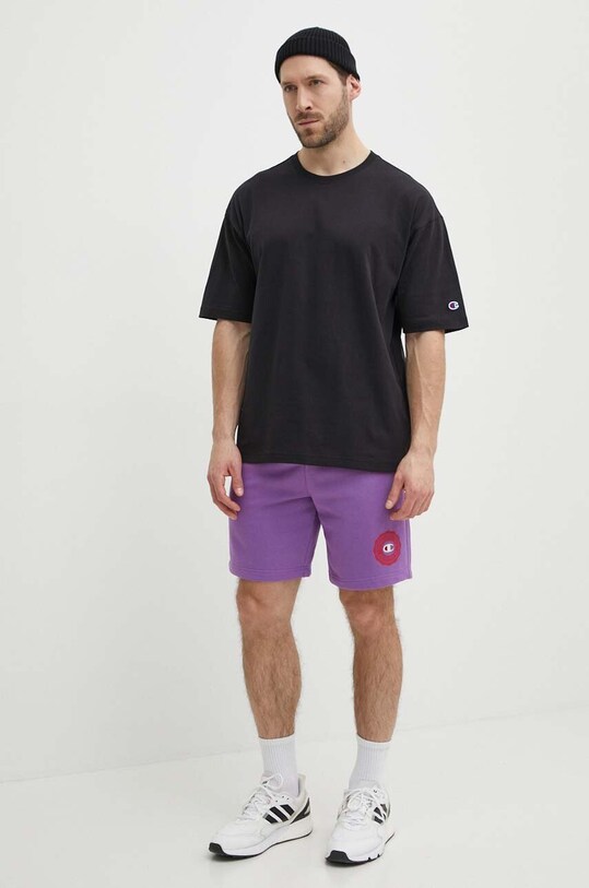 Champion t-shirt bawełniany 220017 czarny SS24