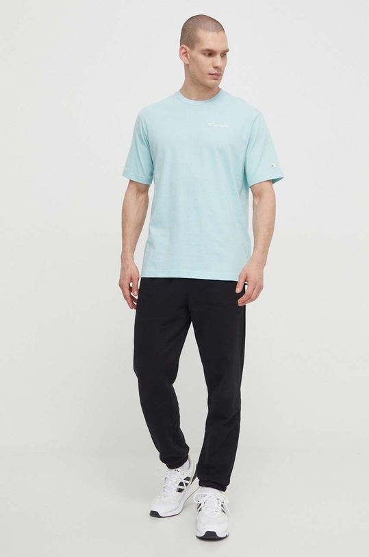 Champion t-shirt bawełniany 219787 niebieski SS24