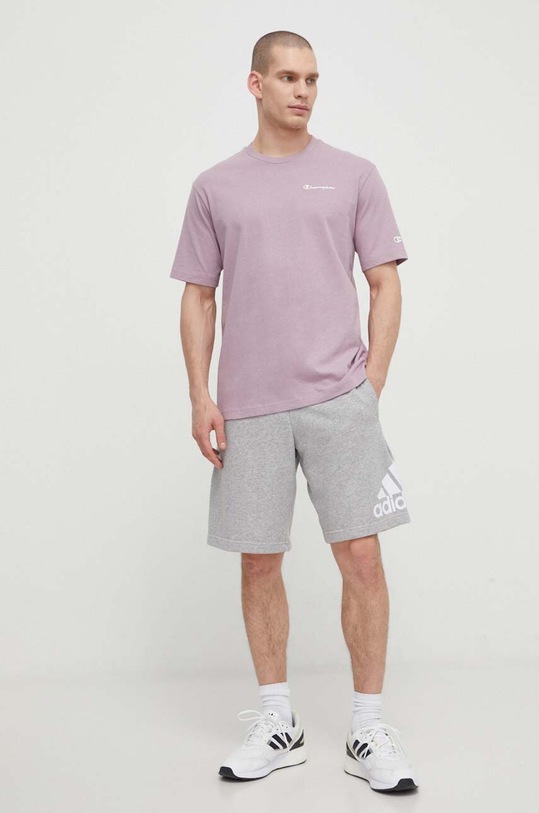 Champion t-shirt bawełniany 219787 fioletowy SS24