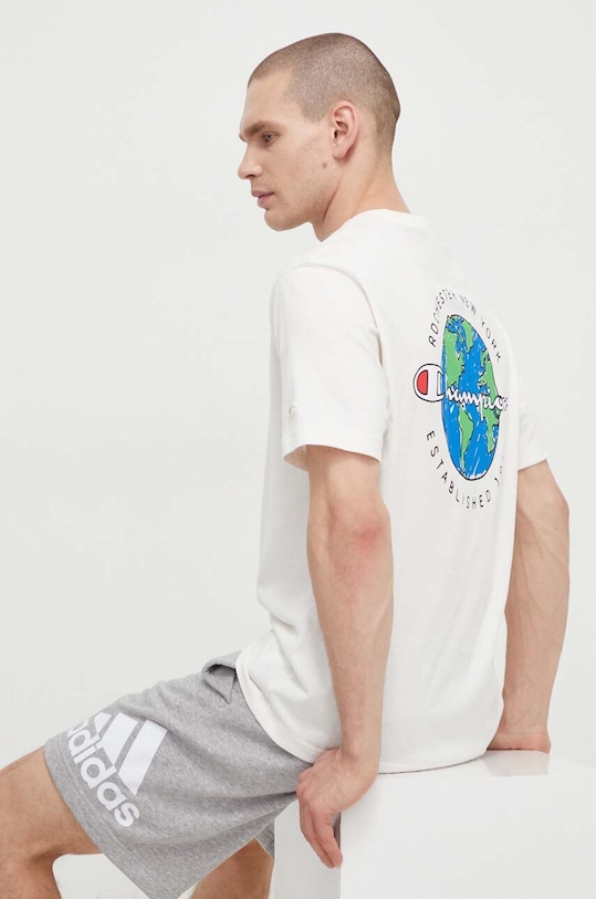 Bavlněné tričko Champion kulatý béžová 219788