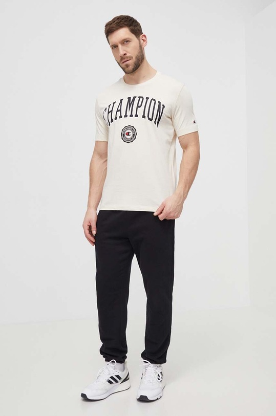 Champion t-shirt bawełniany 219852 beżowy SS24