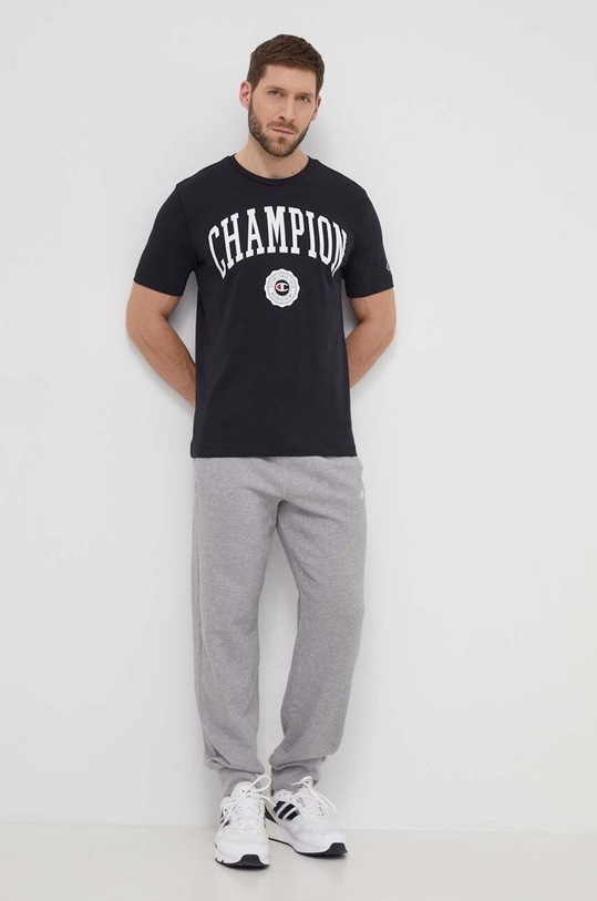 Champion t-shirt bawełniany 219852 czarny SS24