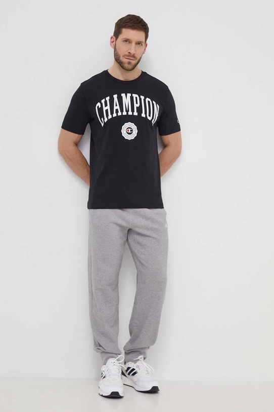 Champion t-shirt bawełniany 219852 czarny SS24