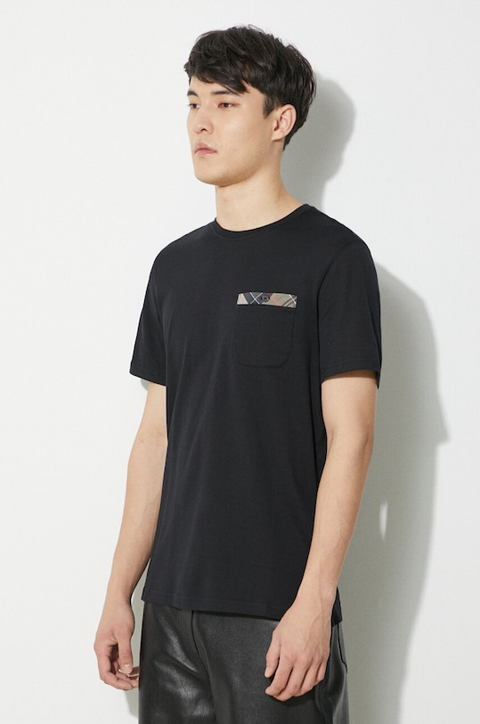 Barbour tricou din bumbac Durness Pocket Tee negru MTS0682
