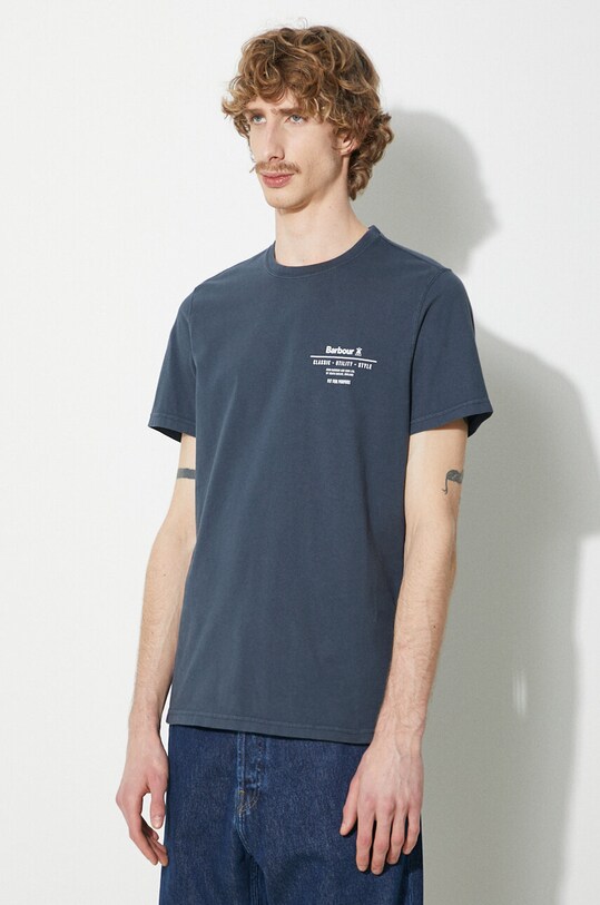 Бавовняна футболка Barbour Hickling Tee темно-синій MTS1269