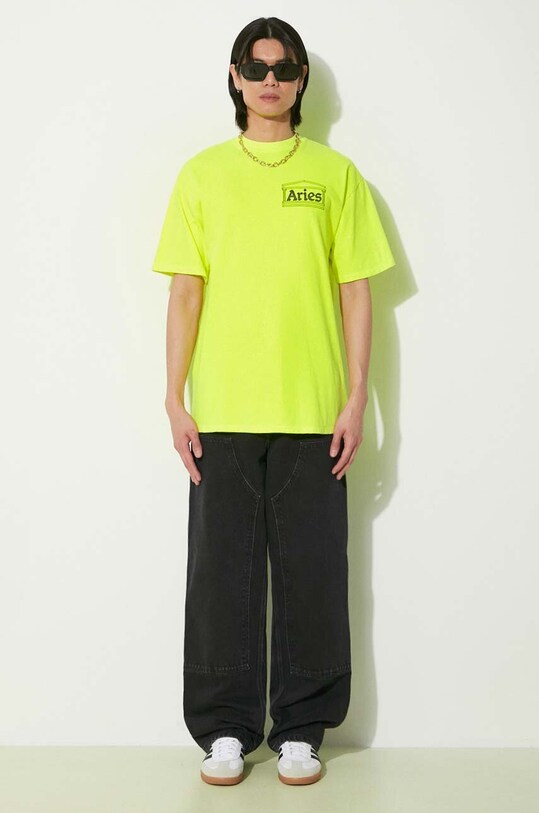 Хлопковая футболка Aries Fluoro Temple SS Tee SUAR60000X жёлтый SS24