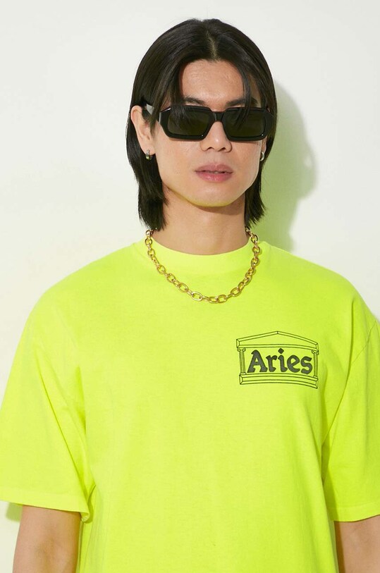 Хлопковая футболка Aries Fluoro Temple SS Tee SUAR60000X жёлтый