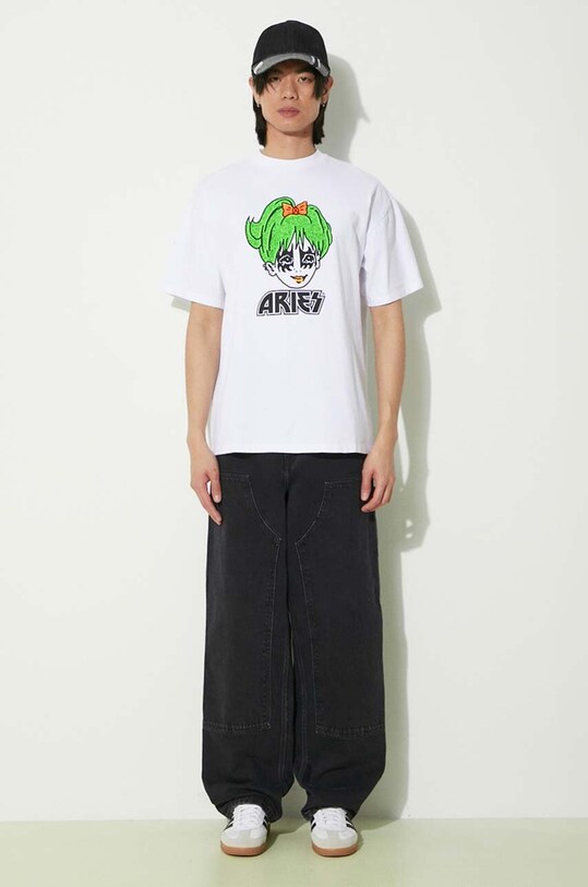 Bavlněné tričko Aries Kiss SS Tee SUAR60005X bílá SS24