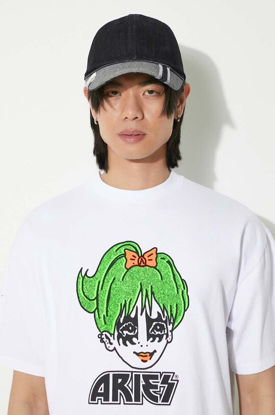 Bavlněné tričko Aries Kiss SS Tee SUAR60005X bílá