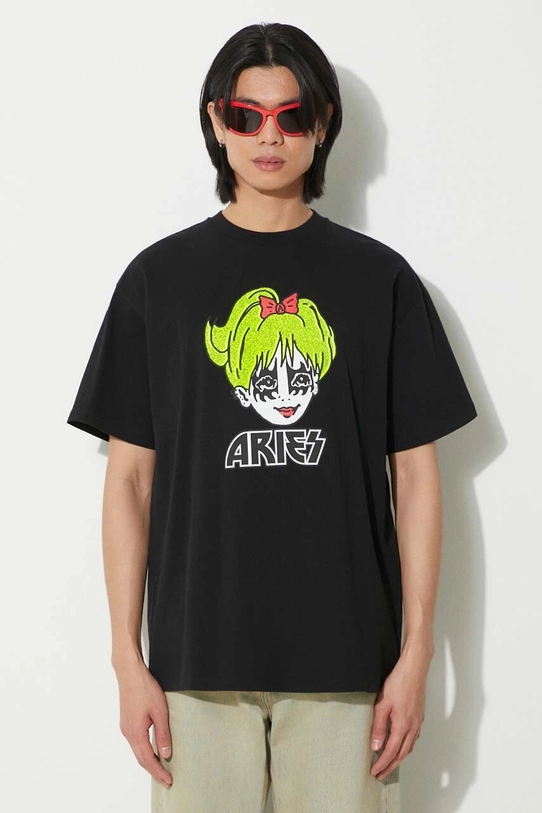 Aries t-shirt in cotone Kiss SS Tee rilassato nero SUAR60005X