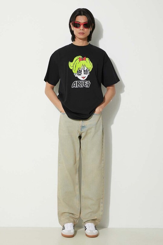 Aries tricou din bumbac Kiss SS Tee SUAR60005X negru SS24
