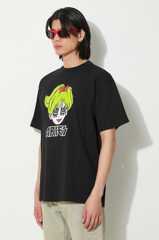 Aries tricou din bumbac Kiss SS Tee negru SUAR60005X