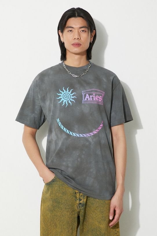 Aries t-shirt in cotone Grunge Happy Dude SS Tee rilassato grigio SUAR60014X