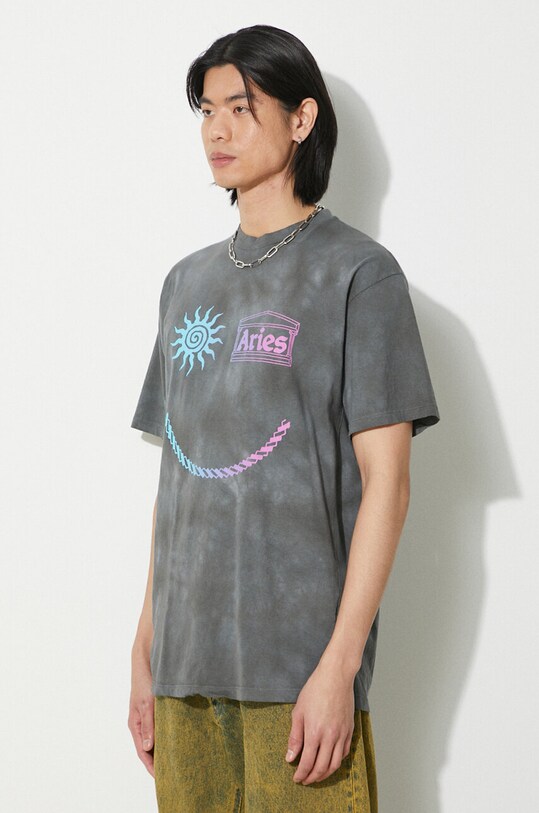 Odjeća Pamučna majica Aries Grunge Happy Dude SS Tee SUAR60014X siva