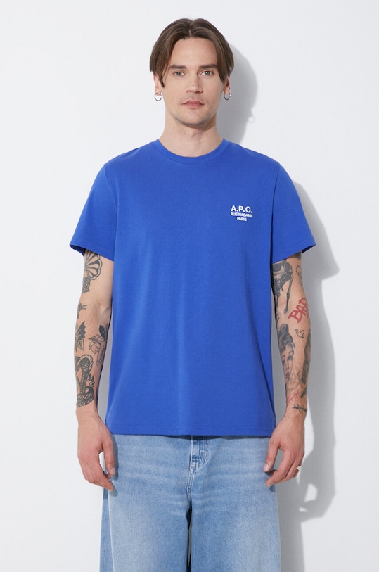 A.P.C. cotton t-shirt t-shirt raymond regular blue COEZC.H26840.TIC