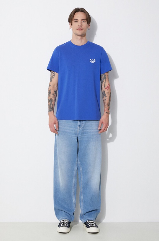 A.P.C. cotton t-shirt t-shirt raymond COEZC.H26840.TIC blue SS24
