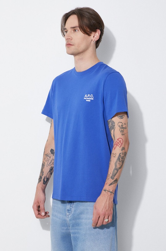 A.P.C. cotton t-shirt t-shirt raymond blue COEZC.H26840.TIC