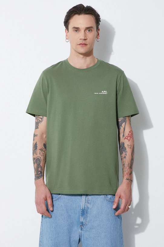 A.P.C. cotton t-shirt item regular green COFBT.H26904.KAE