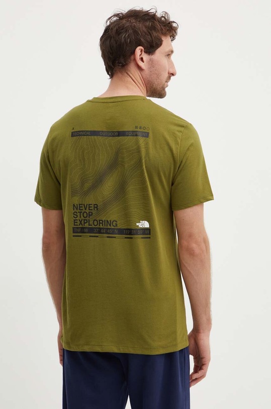 Αθλητικό μπλουζάκι The North Face Foundation Mountain Lines στάμπα πράσινο NF0A8830PIB1