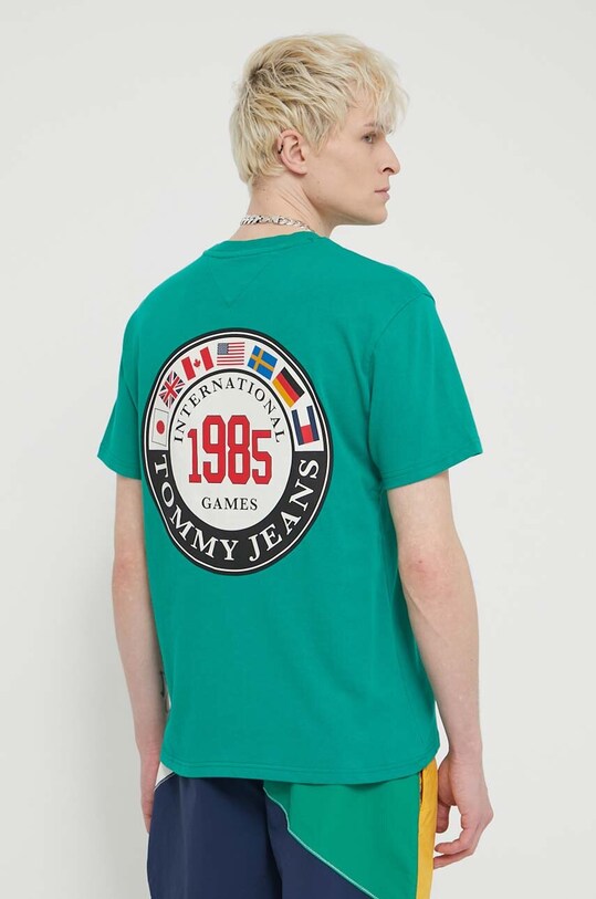 Одяг Бавовняна футболка Tommy Jeans Archive Games DM0DM19545 зелений