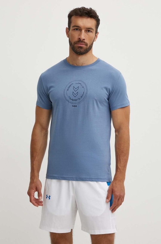 Hummel t-shirt Active Circle nadruk niebieski 224521