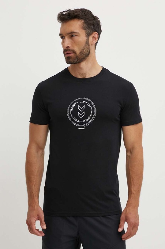 Hummel t-shirt Active Circle nadruk czarny 224521