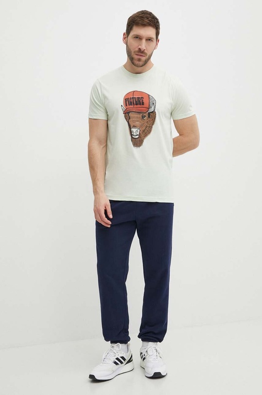 Picture t-shirt bawełniany Muyil MTS1096 zielony SS24