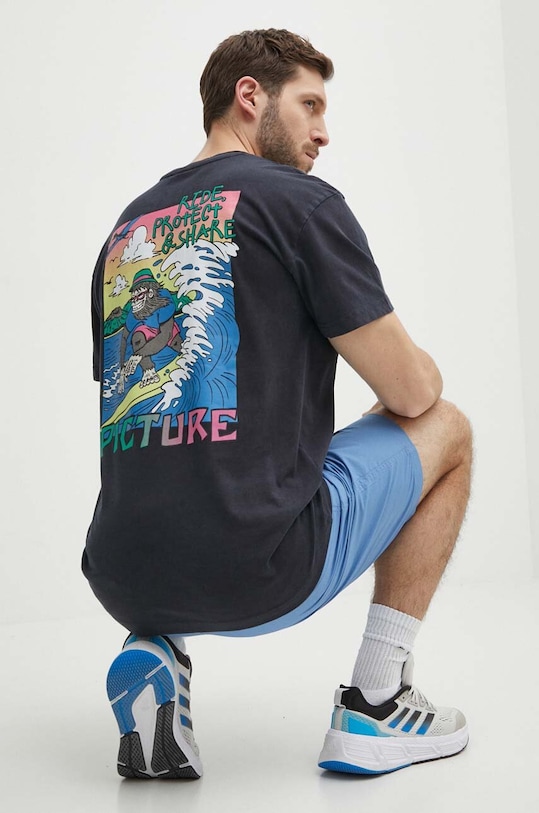 Picture t-shirt bawełniany Tsunami nadruk czarny MTS1147