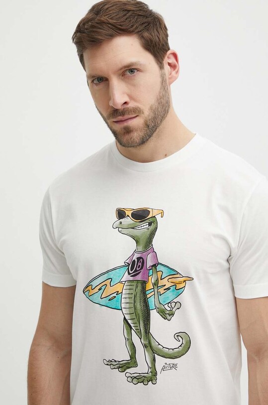 Picture t-shirt bawełniany Jecko nadruk biały MTS1139