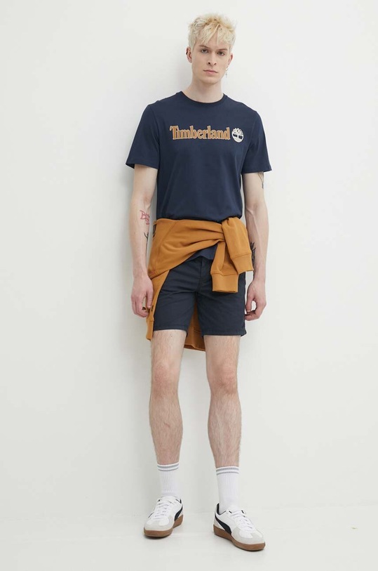 Timberland tricou din bumbac TB0A5UPQ4331 bleumarin SS24