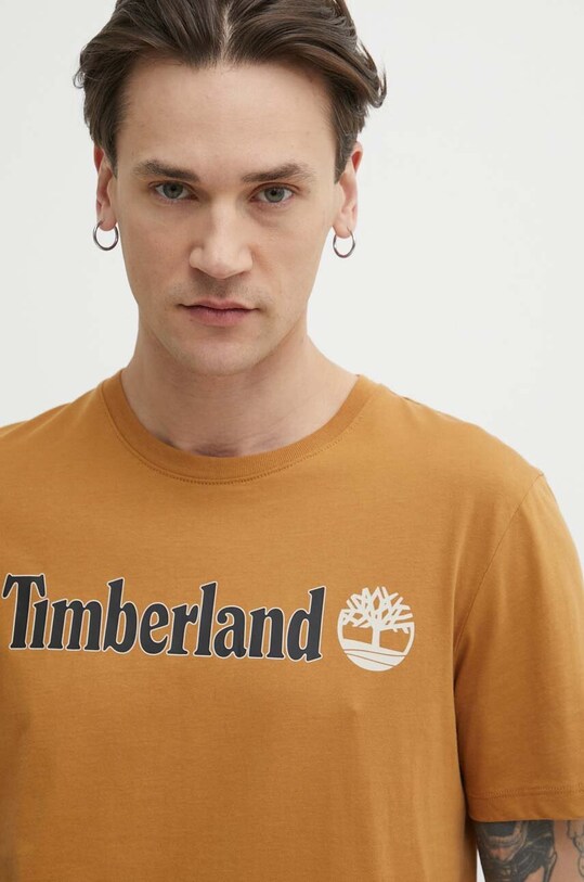 Хлопковая футболка Timberland коричневый TB0A5UPQP471