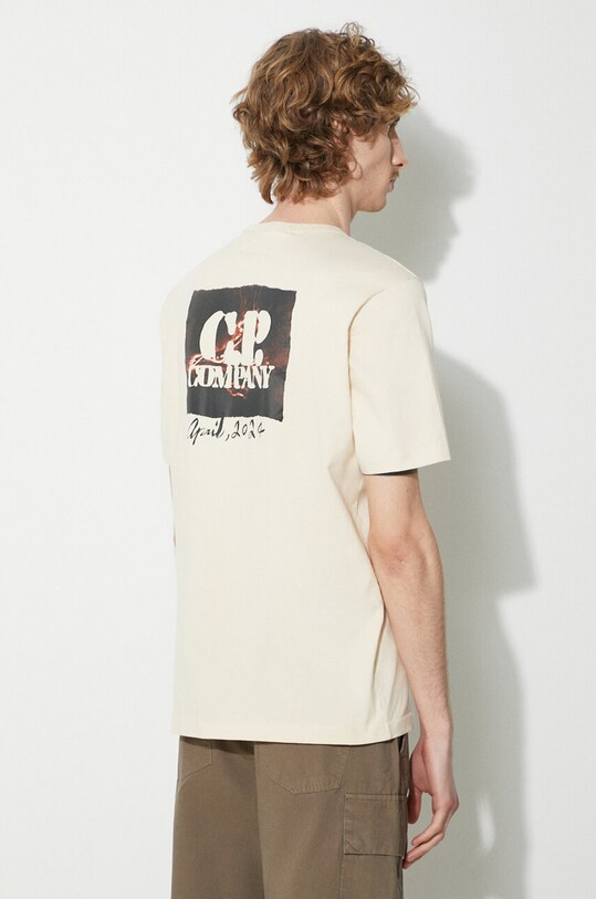 C.P. Company cotton t-shirt Mercerized Jersey Twisted Graphic beige 16CMTS163A006203W