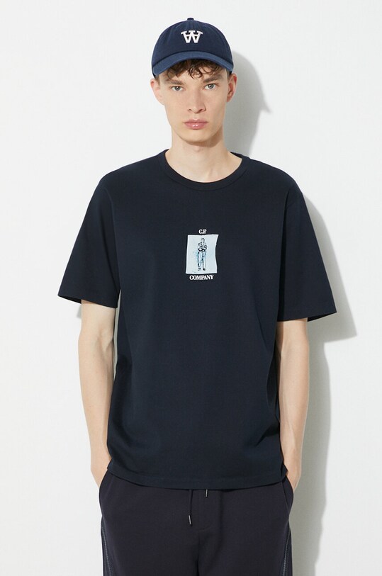 C.P. Company cotton t-shirt Mercerized Jersey Twisted Graphic cotton navy 16CMTS163A006203W